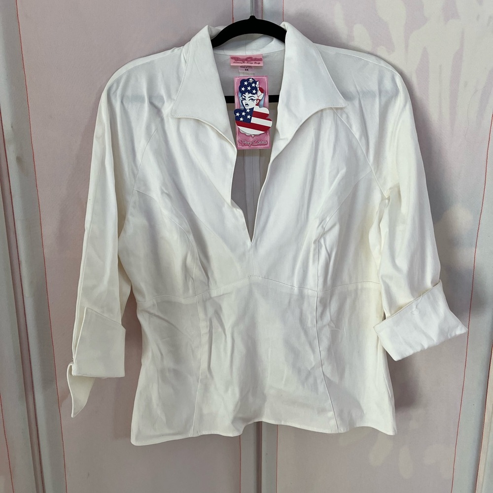 Pinup Couture Classic White Blouse